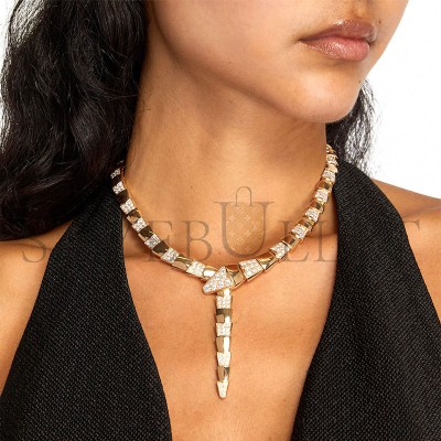 BVLGARI YELLOW GOLD AND DIAMOND SERPENTI SCAGLIE NECKLACE 